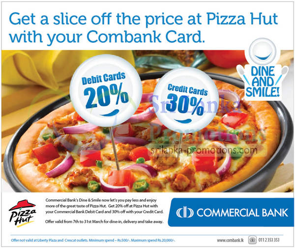 Featured image for Pizza Hut Up To 30% Off For Commercial Bank Cardmembers 7 – 31 Mar 2013