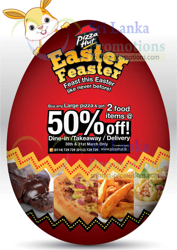 Featured image for Pizza Hut 50% Off Two Food Items With Large Pizza Purchase 30 – 31 Mar 2013