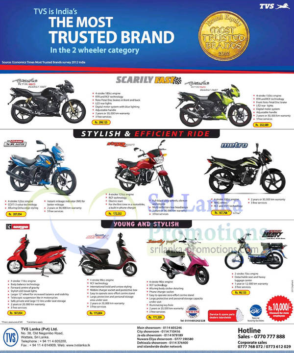 Featured image for TVS Two Wheeler Motorcycles & Scooter Offers 24 Mar 2013
