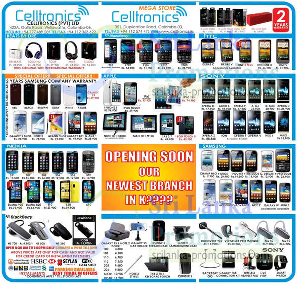 Featured image for Celltronics Smartphones & Mobile Phones Price List Offers 21 Apr 2013