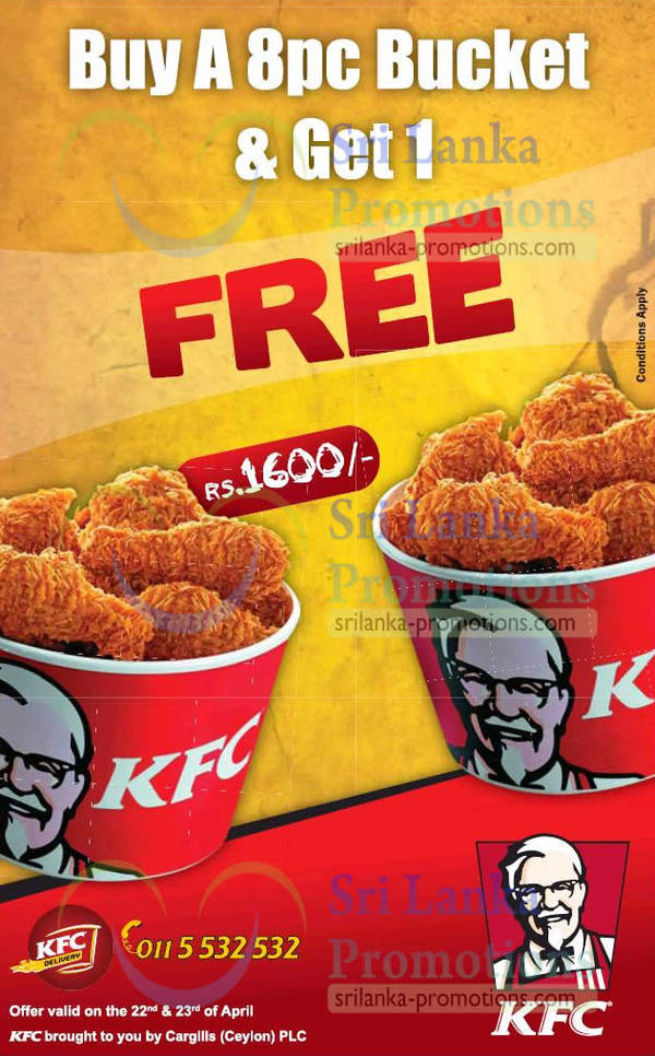 Featured image for KFC 1 For 1 8pc Chicken Bucket Promotion 22 – 23 Apr 2013