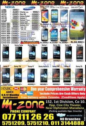 Featured image for M-Zone Smartphones & Mobile Phones Price List Offers 11 Aug 2013