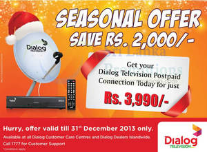 Featured image for Dialog Television Postpaid Connection Promo 22 Nov – 31 Dec 2013