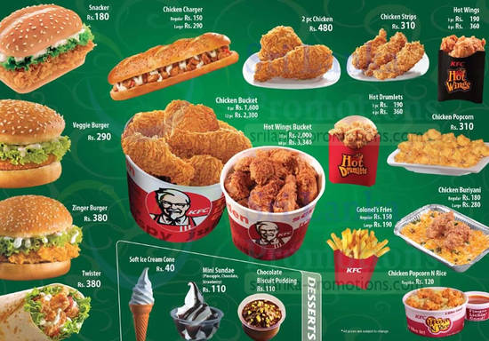 KFC Dine-In Menu Items & Prices 22 Feb 2014