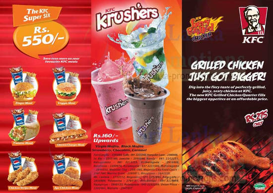 Rs 440 Combo Meals, Krushers, Fiery Grilled Chicken