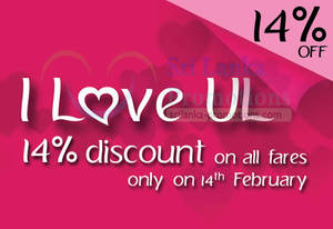 Featured image for SriLankan Airlines 14% OFF Air Fares Valentine’s Day Promo 14 Feb 2014