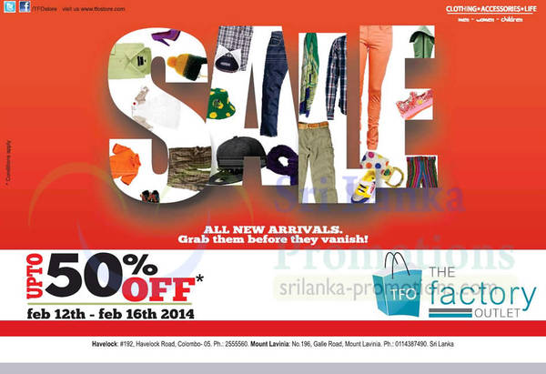 Featured image for The Factory Outlet Up To 50% Off New Arrivals SALE 12 – 16 Feb 2014