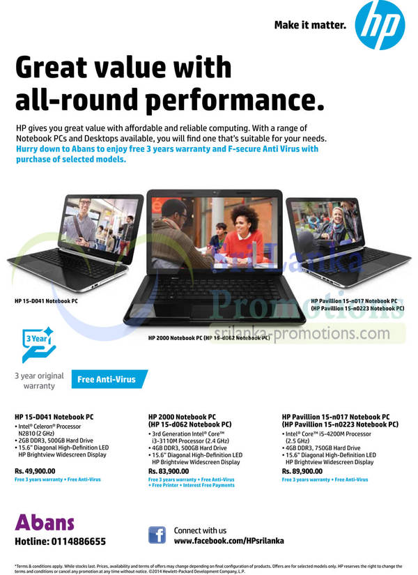 Featured image for Abans HP Notebooks Promotion Offers 29 Apr 2014