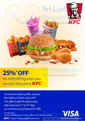 Featured image for (EXPIRED) KFC 25% OFF Total Bill For Visa Cardmembers 2 – 31 May 2014