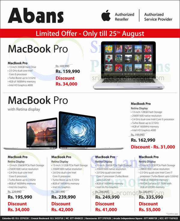 Featured image for Abans Apple Macbook Pro Notebooks Promotion Offers 21 – 25 Aug 2014