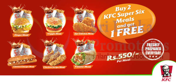 Featured image for KFC Super Six Meals Buy Two & Get 1 FREE 26 – 31 Aug 2014