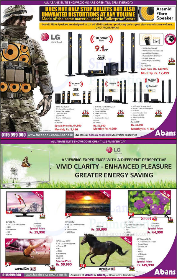 Featured image for LG Home Theatre Systems & TVs Offers @ Abans 5 Oct 2014