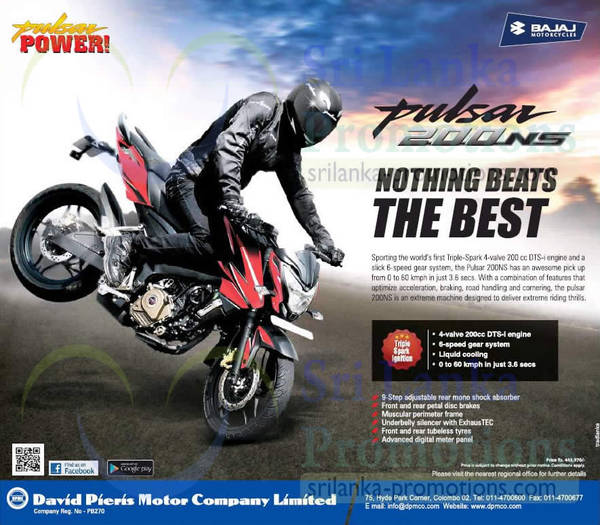 Featured image for Bajaj Pulsar 200NS Features & Price 14 Jan 2015