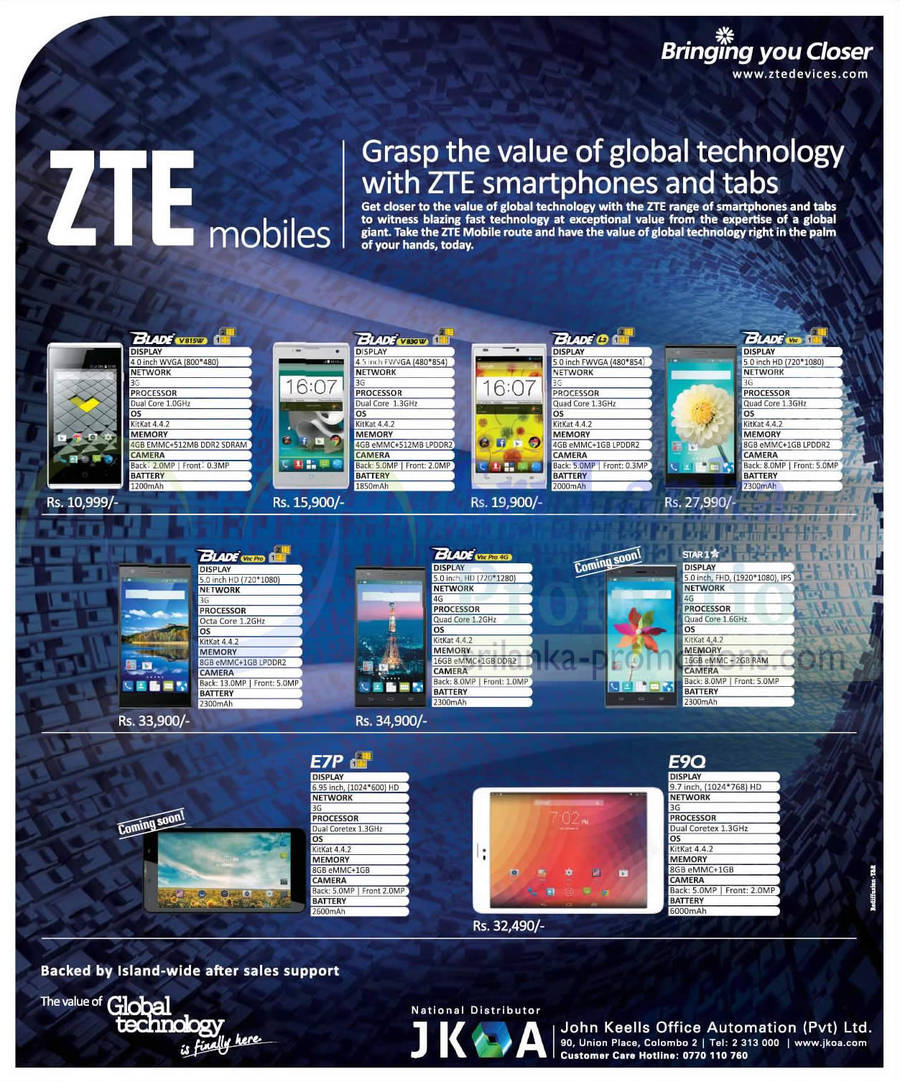 ZTE Smartphones 11 Jan 2015