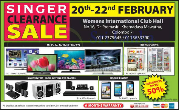 Featured image for Singer Clearance Sale @ Women’s International Club 20 – 22 Feb 2015