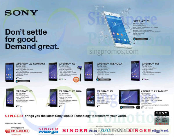 Featured image for Sony Xperia Smartphones Offers @ Singer 20 Feb 2015