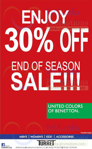 Featured image for United Colors of Benetton End of Season Sale @ Turret 18 Mar 2015