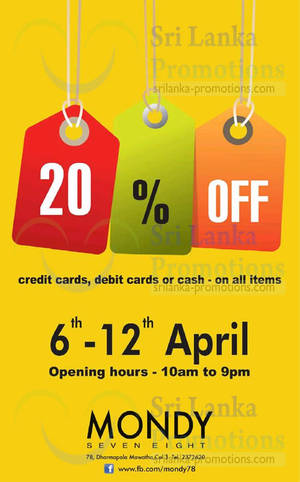 Featured image for Mondy 78 20% Off Promotion 6 – 12 Apr 2015