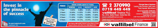 Featured image for Vallibel Senior Citizens Fixed Deposit Rates 10 May 2015