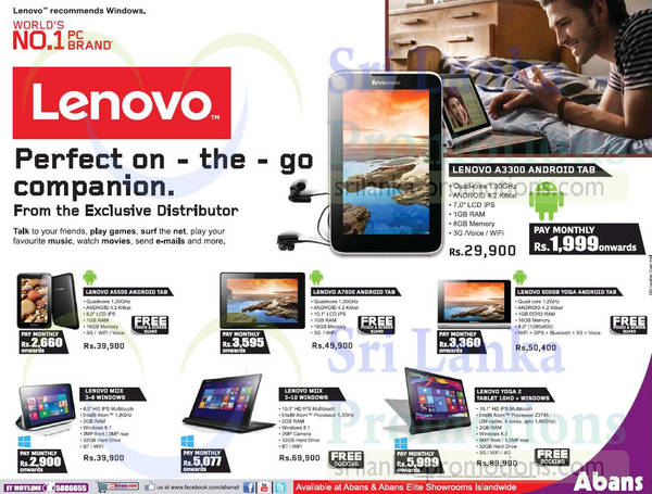 Featured image for Lenovo Tablets Offers @ Abans 13 Sep 2015