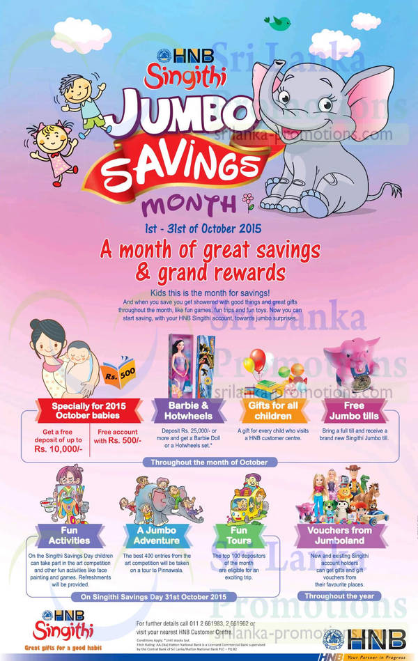 Featured image for HNB Singithi Jumbo Savings Month 3 – 31 Oct 2015