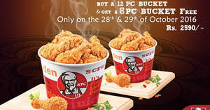 Featured image for KFC: Buy 12pc Chicken & Get Free 8pc Chicken Bucket from 28 – 30 Oct 2016