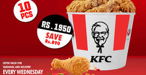 Featured image for KFC is offering 10pcs chicken for only Rs. 1950 on Wednesdays