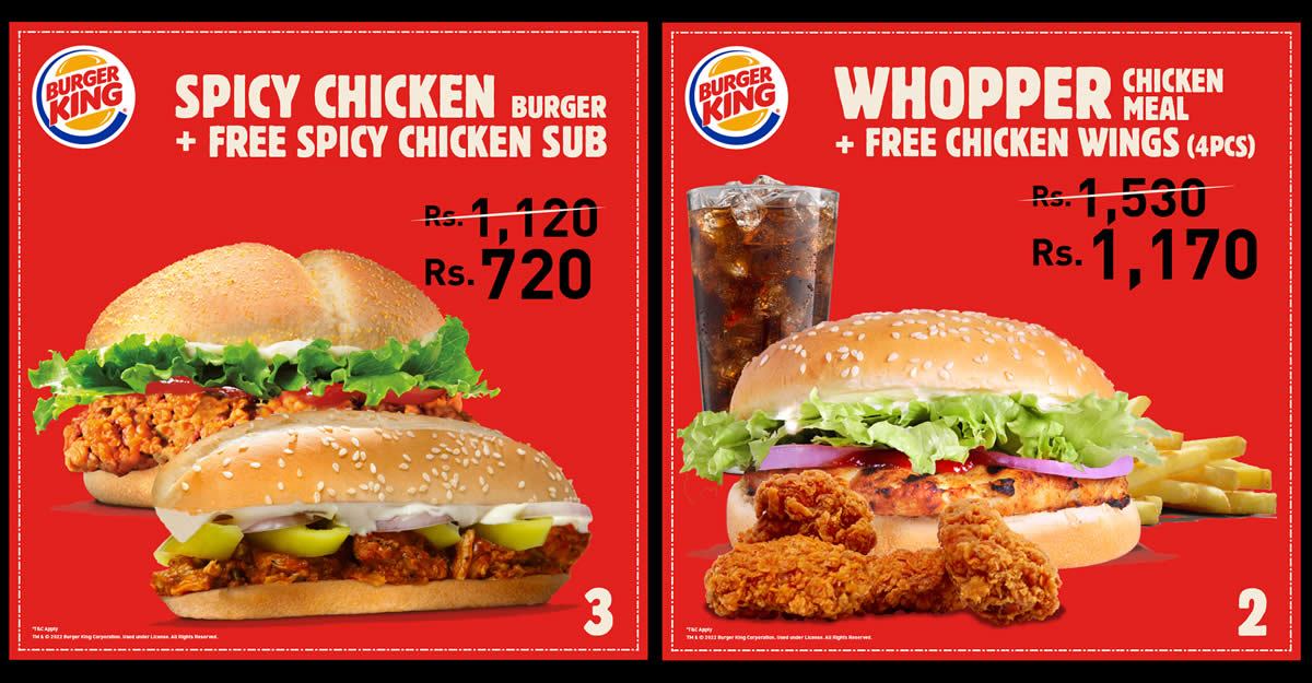 Featured image for Burger King Sri Lanka releases new digital coupons for dine-in, takeaway & delivery (From 11 Jan 2022)