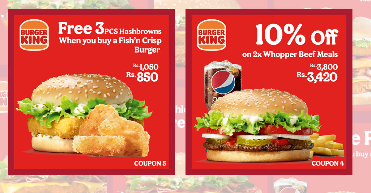 Featured image for Burger King Sri Lanka releases new digital coupons for dine-in and takeaway (From 10 April 2022)
