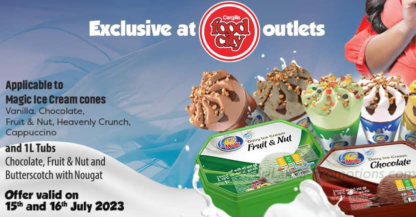 Featured image for Cargills Food City offering 20% off all Magic Ice Cream products from 15 - 16 July 2023