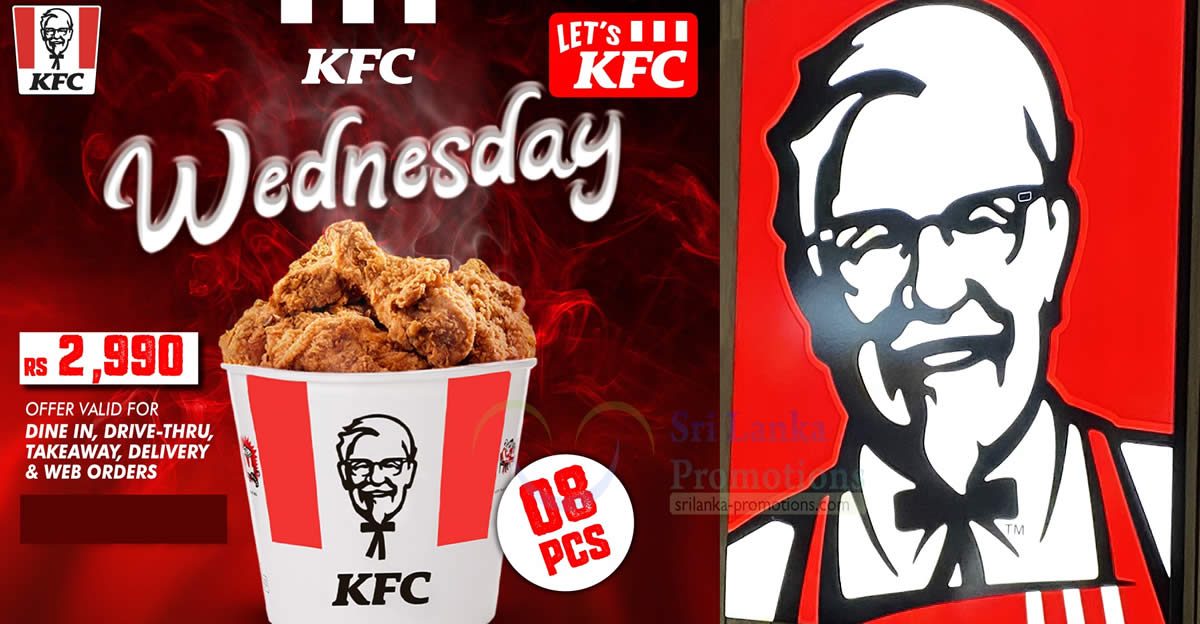 Featured image for KFC Sri Lanka's Special Wednesday Offer: 8pc Chicken for Rs. 2,990 on 10 April 2024
