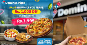 Featured image for Domino’s Sri Lanka Offers Rs. 1,000 Discount on orders above Rs. 3,999 till 30 June 2024