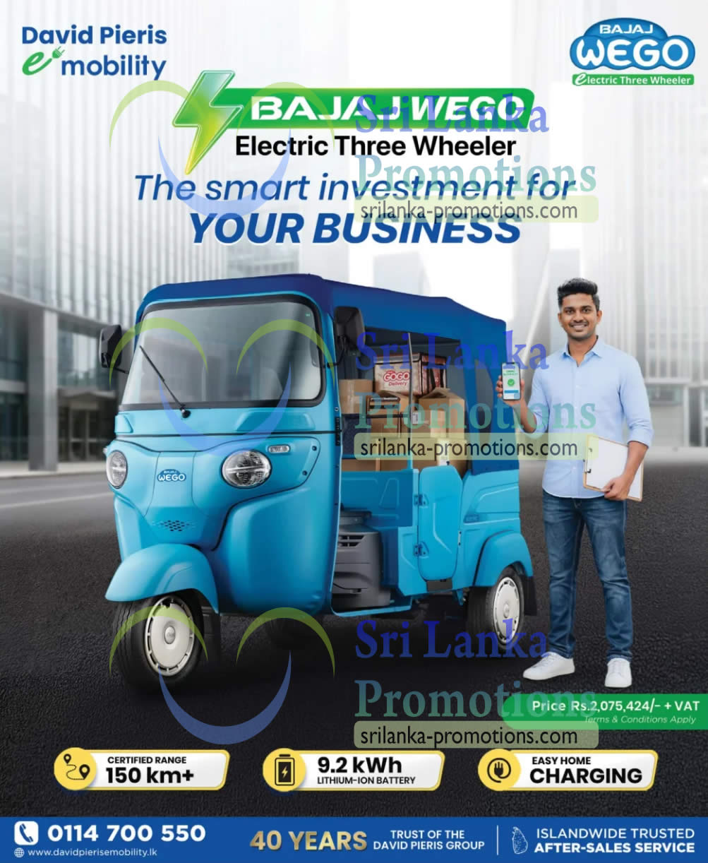 Bajaj WEGO Electric srilanka promotions.com 7 Jun 2026